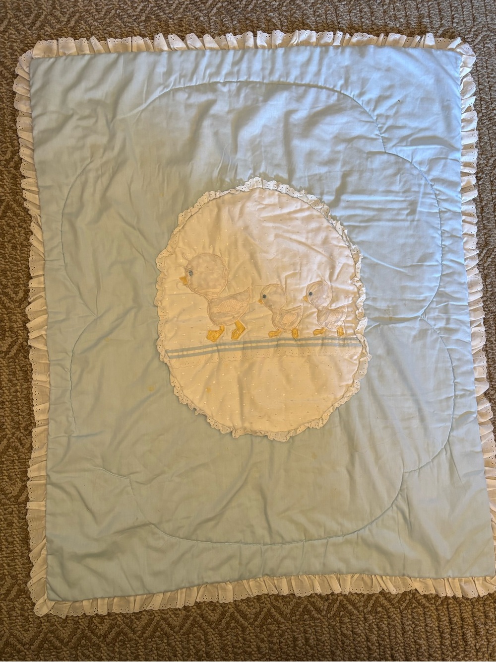 Vintage 1986 Baby Crib Quilt Mother & Baby Ducks Unisex